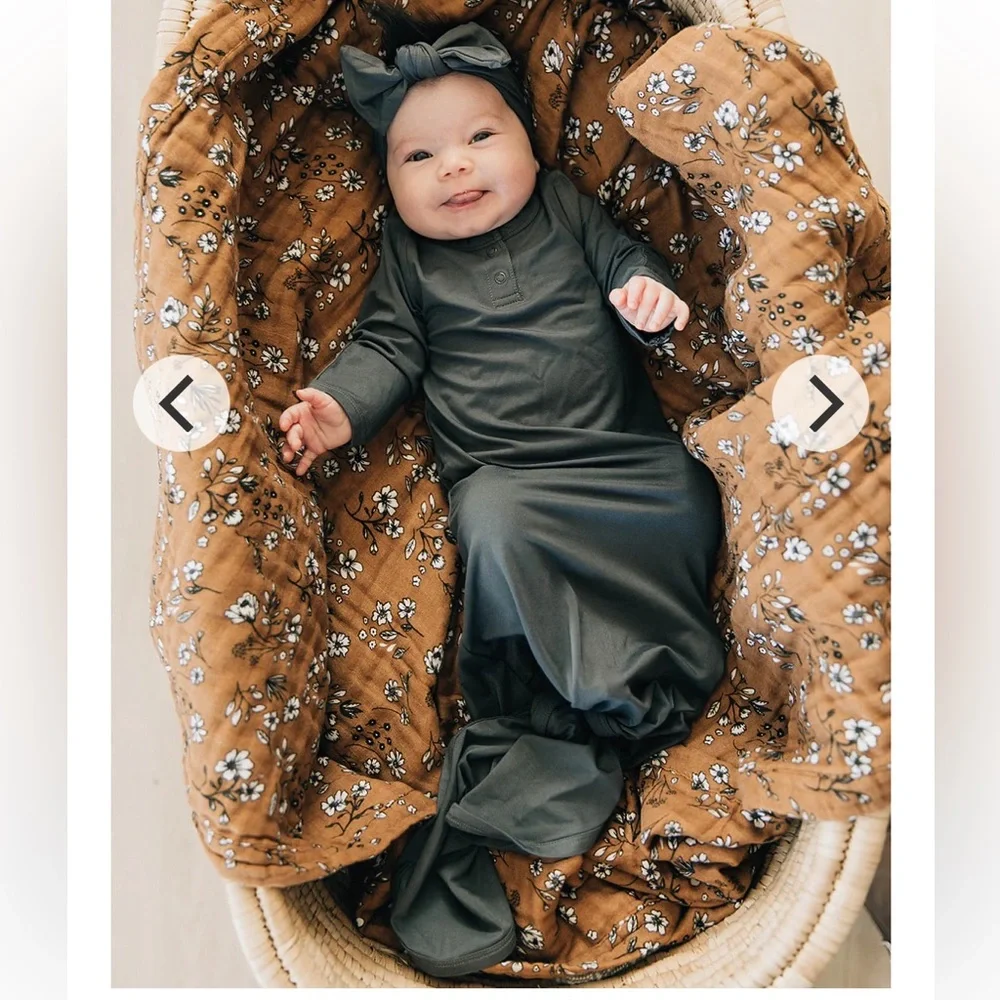 Mebie Baby | Charcoal Bamboo Knot Gown Bundle | 0-3 months